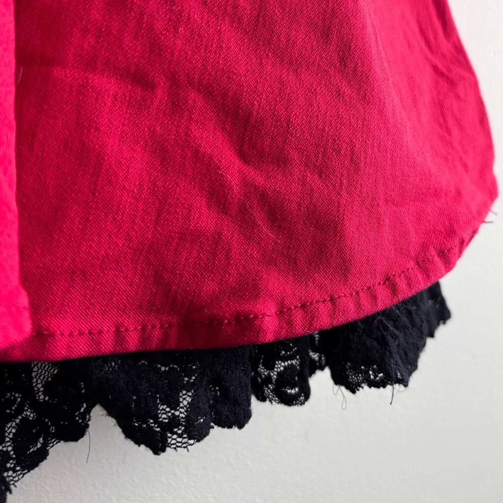 Hot Topic Red Fit & Flare Skater Dress Black Lace Trim Goth Grunge Coquette M - Picture 5 of 10
